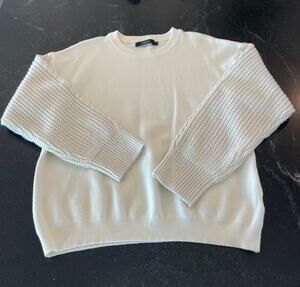 Zesica white cable knit crewneck ladies LG